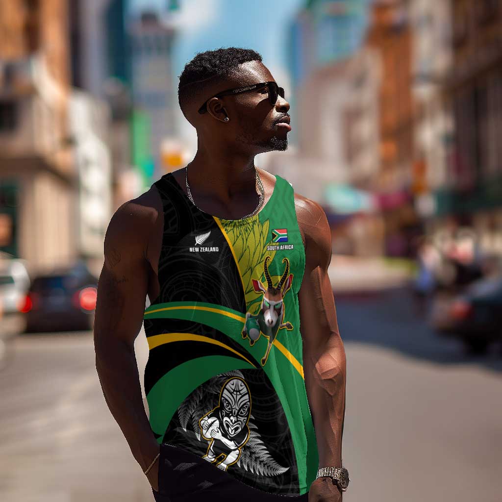 Custom New Zealand And South Africa Rugby Men Tank Top 2023 Springboks Combine All Black Silver Fern LT05