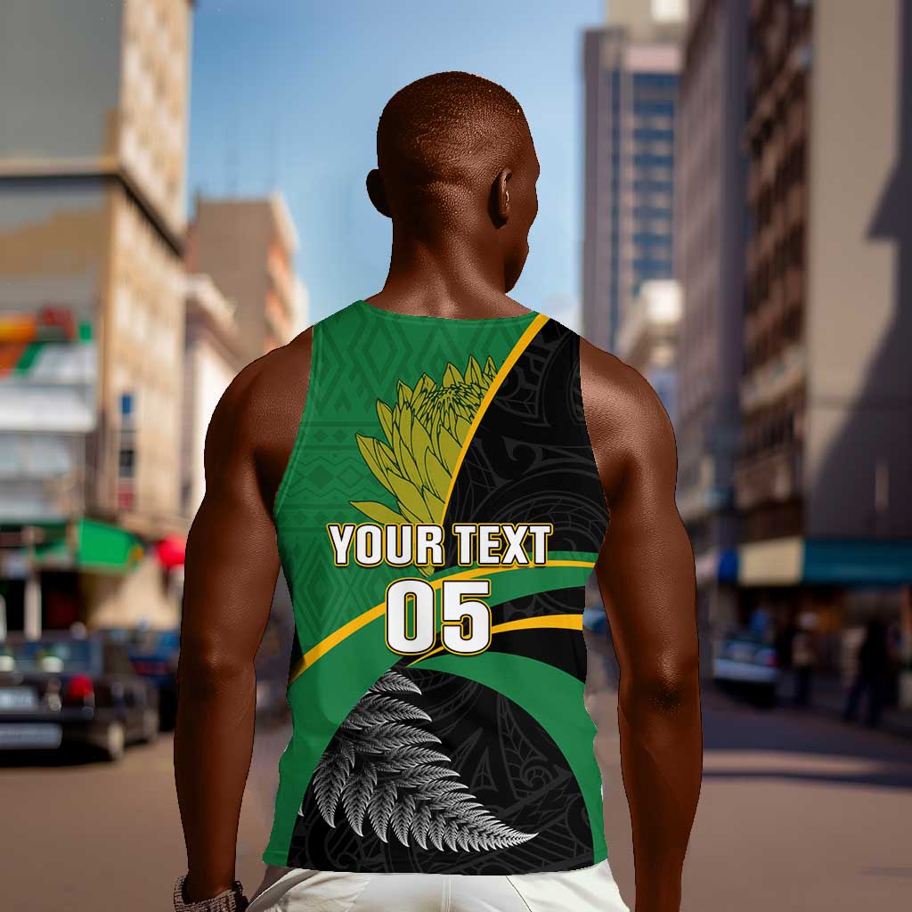 Custom New Zealand And South Africa Rugby Men Tank Top 2023 Springboks Combine All Black Silver Fern LT05