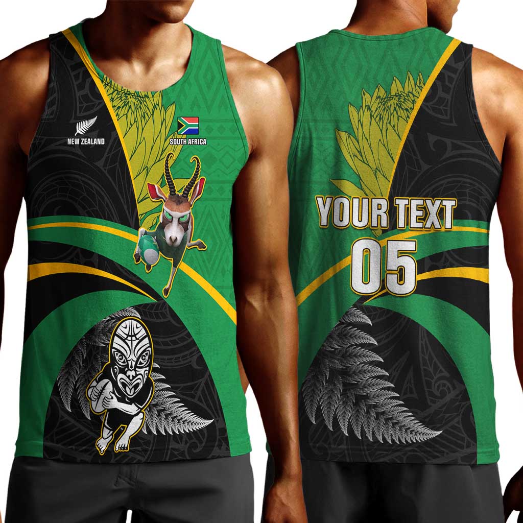 Custom New Zealand And South Africa Rugby Men Tank Top 2023 Springboks Combine All Black Silver Fern LT05