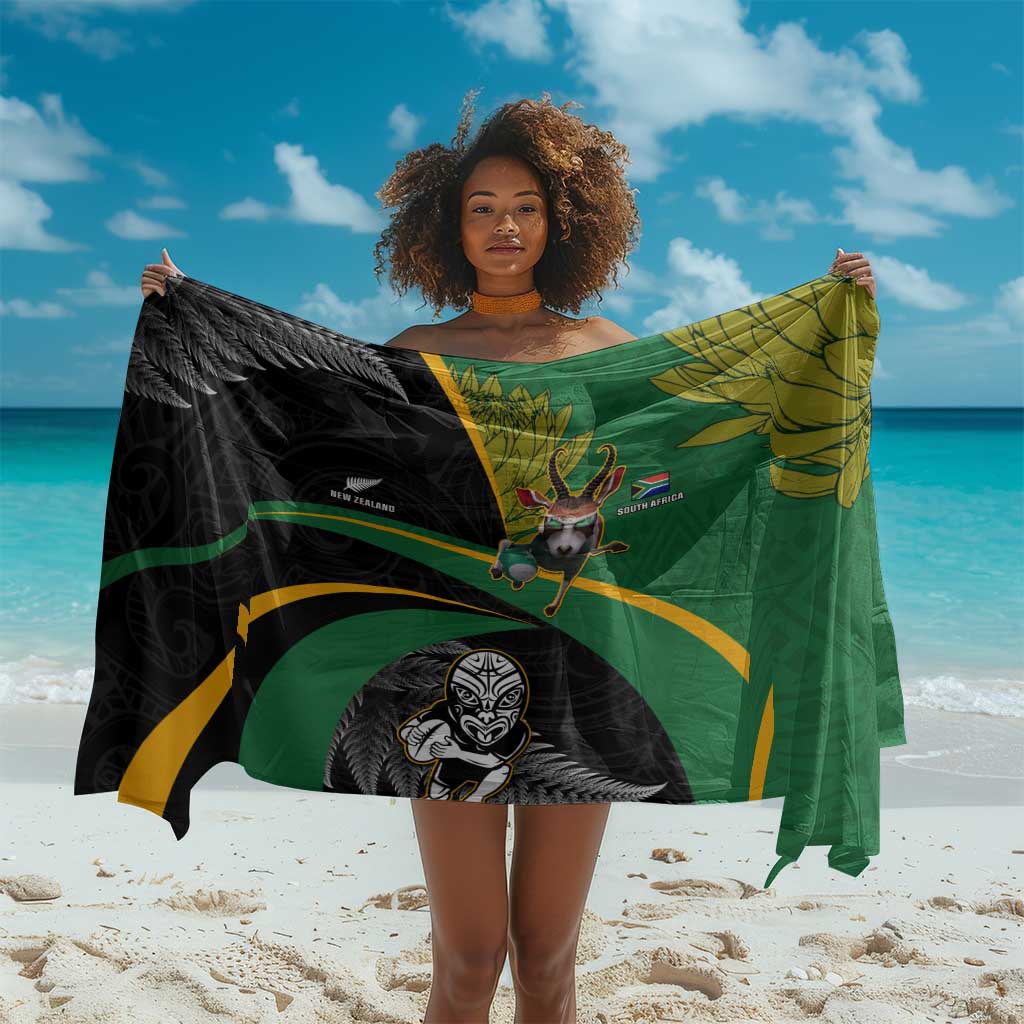 New Zealand And South Africa Rugby Sarong 2023 Springboks Combine All Black Silver Fern LT05