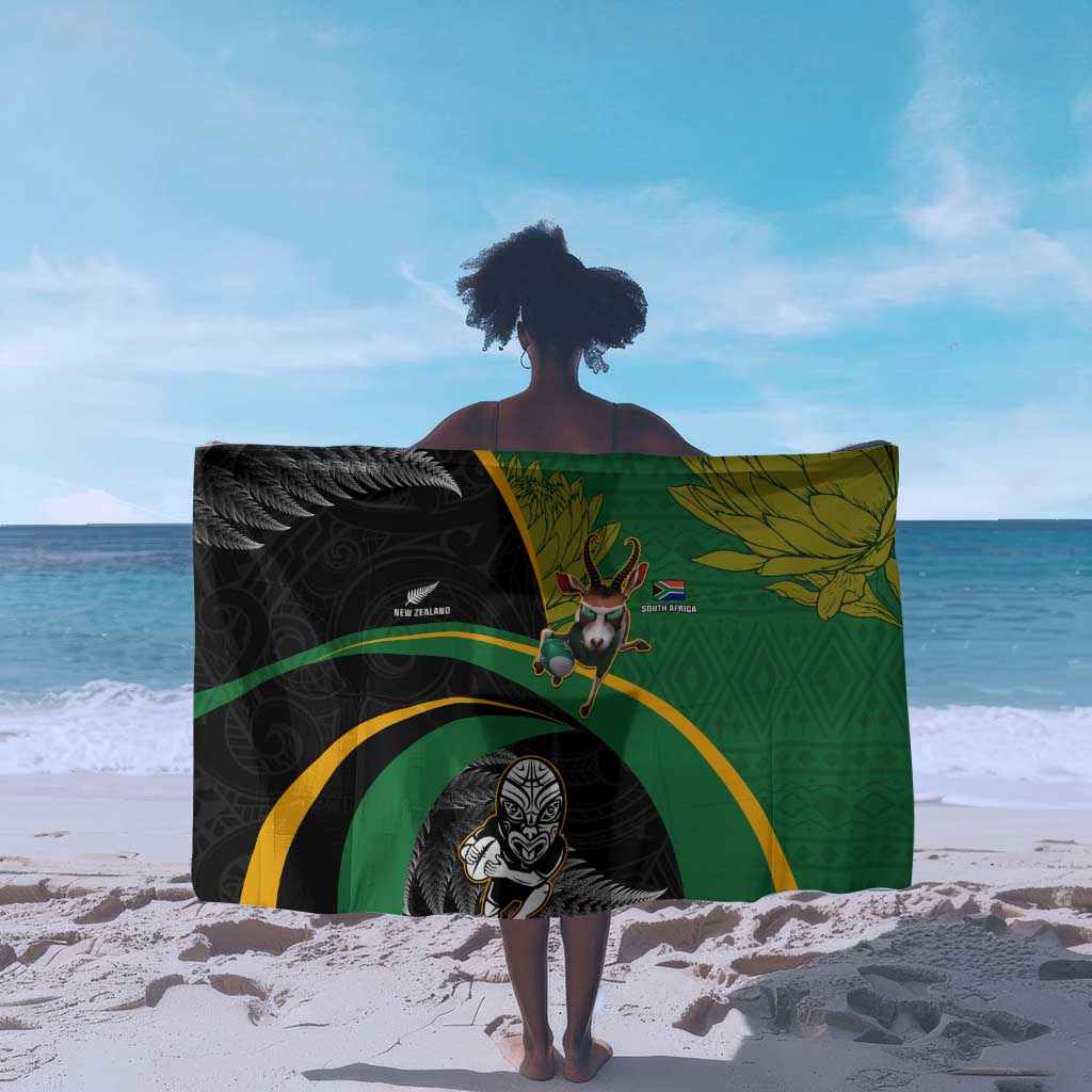 New Zealand And South Africa Rugby Sarong 2023 Springboks Combine All Black Silver Fern LT05