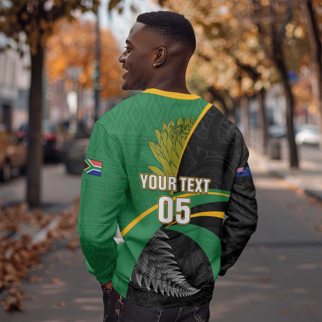 Custom New Zealand And South Africa Rugby Sweatshirt 2023 Springboks Combine All Black Silver Fern LT05