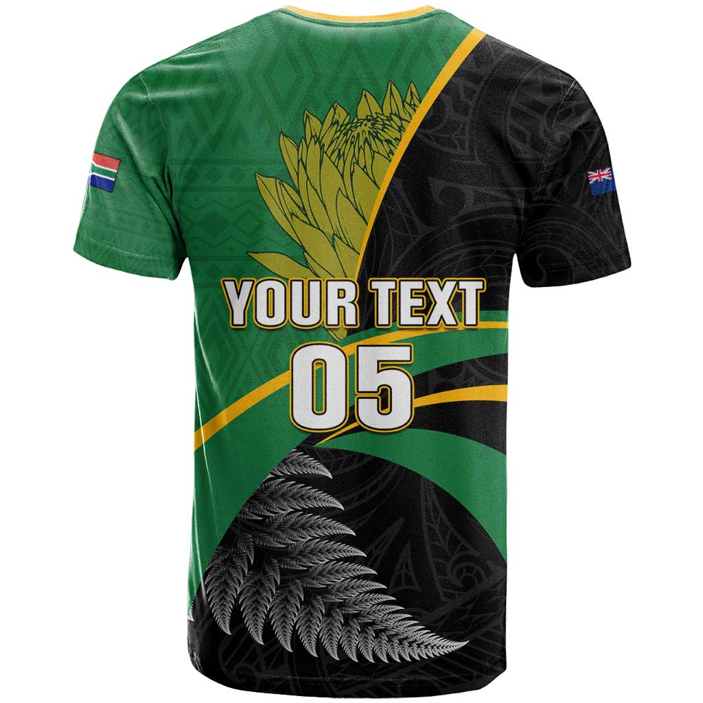 Custom New Zealand And South Africa Rugby T shirt 2023 Springboks Combine All Black Silver Fern LT05