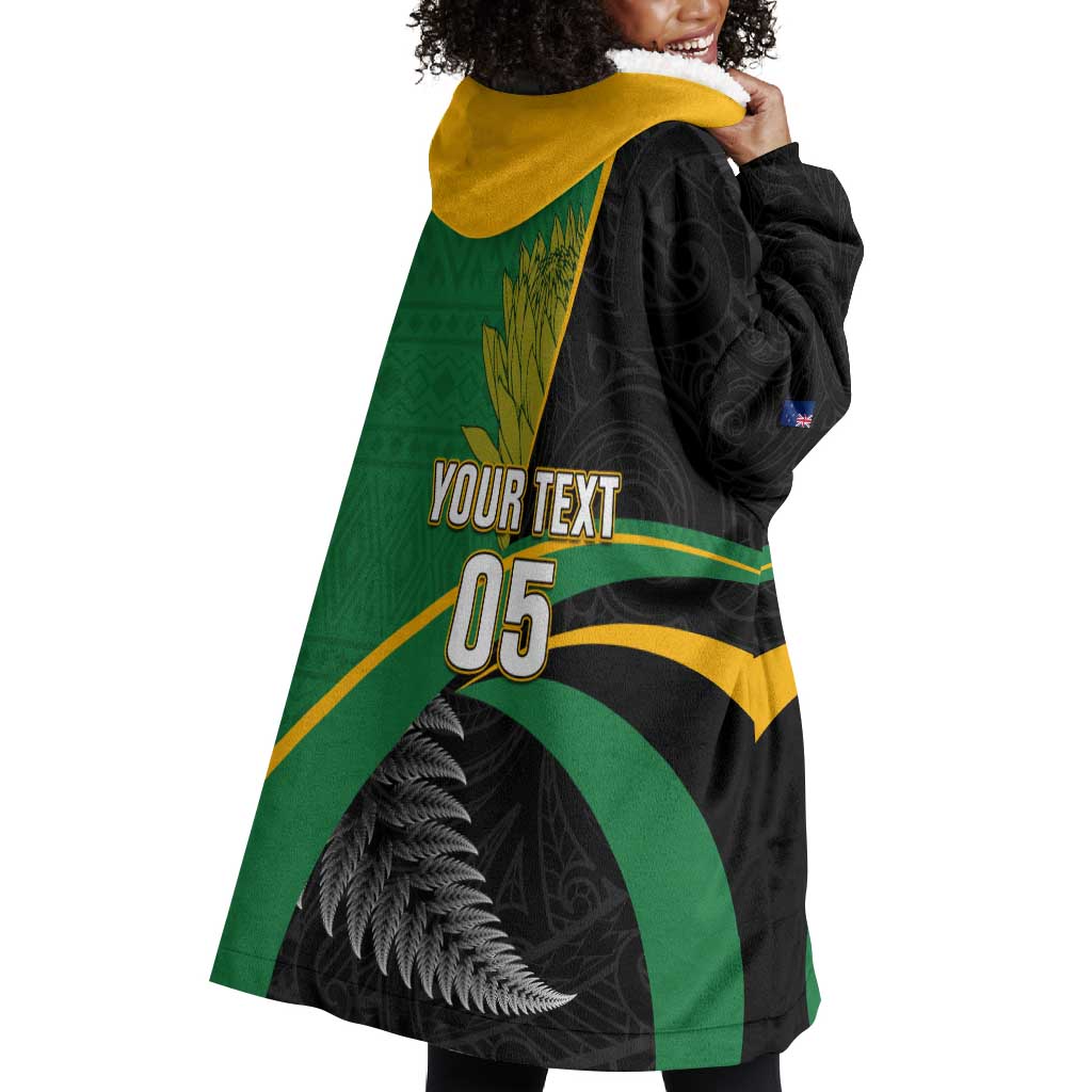 Custom New Zealand And South Africa Rugby Wearable Blanket Hoodie 2023 Springboks Combine All Black Silver Fern LT05