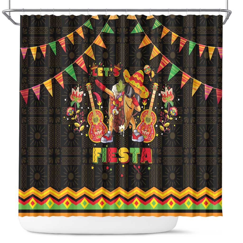 Mexico Cinco De Mayo Shower Curtain Let's Fiesta Dabbing Taco LT05