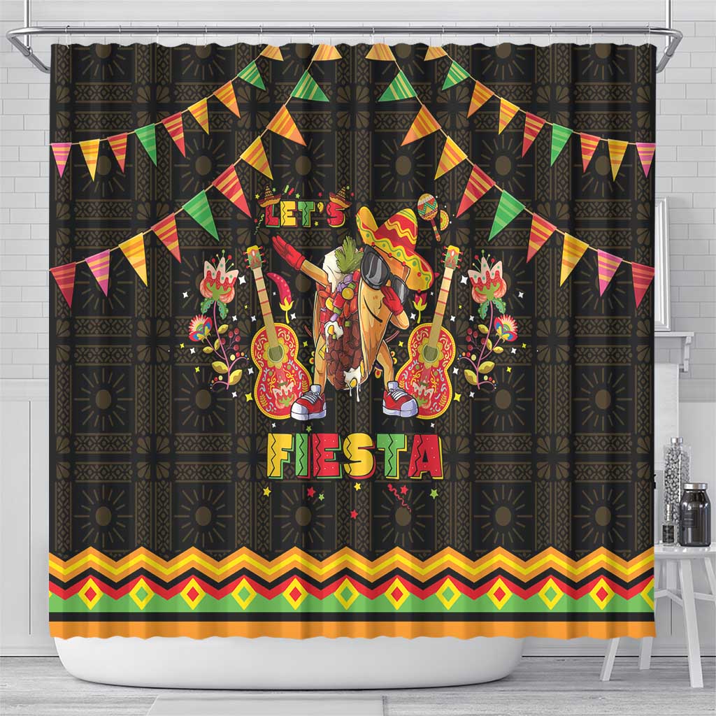 Mexico Cinco De Mayo Shower Curtain Let's Fiesta Dabbing Taco LT05