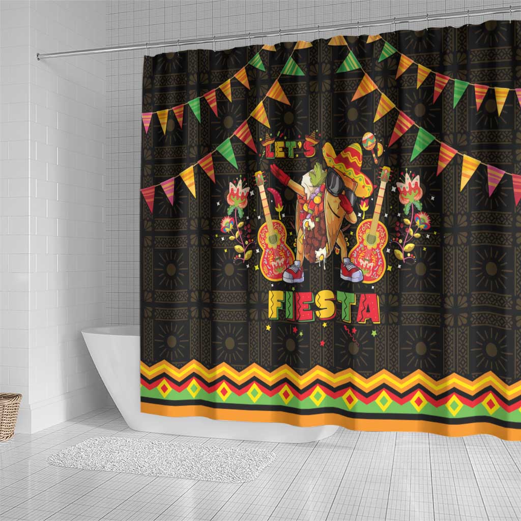 Mexico Cinco De Mayo Shower Curtain Let's Fiesta Dabbing Taco LT05