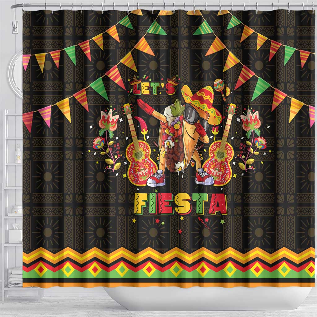 Mexico Cinco De Mayo Shower Curtain Let's Fiesta Dabbing Taco LT05