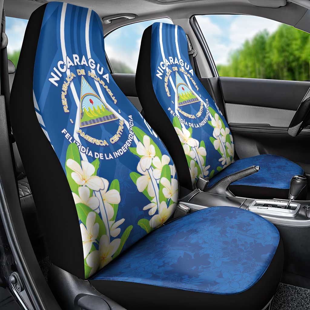 Nicaragua Independence Day 1821 Car Seat Cover Coat Of Arms With Plumeria LT05