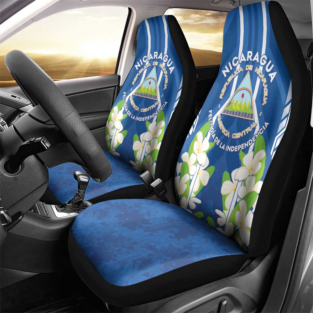 Nicaragua Independence Day 1821 Car Seat Cover Coat Of Arms With Plumeria LT05