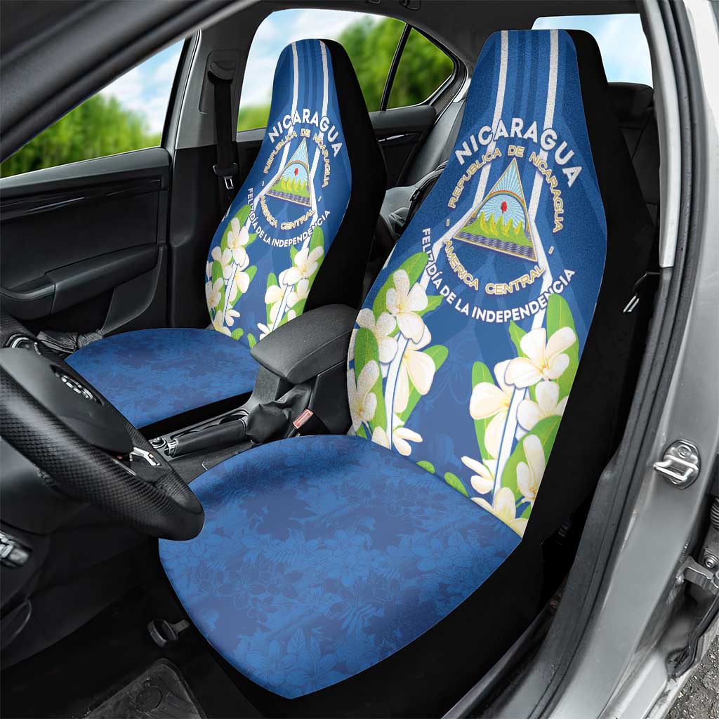 Nicaragua Independence Day 1821 Car Seat Cover Coat Of Arms With Plumeria LT05