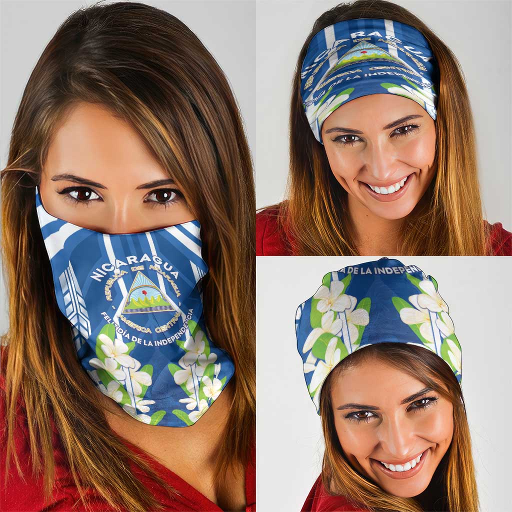 Nicaragua Independence Day 1821 Neck Gaiter Coat Of Arms With Plumeria LT05