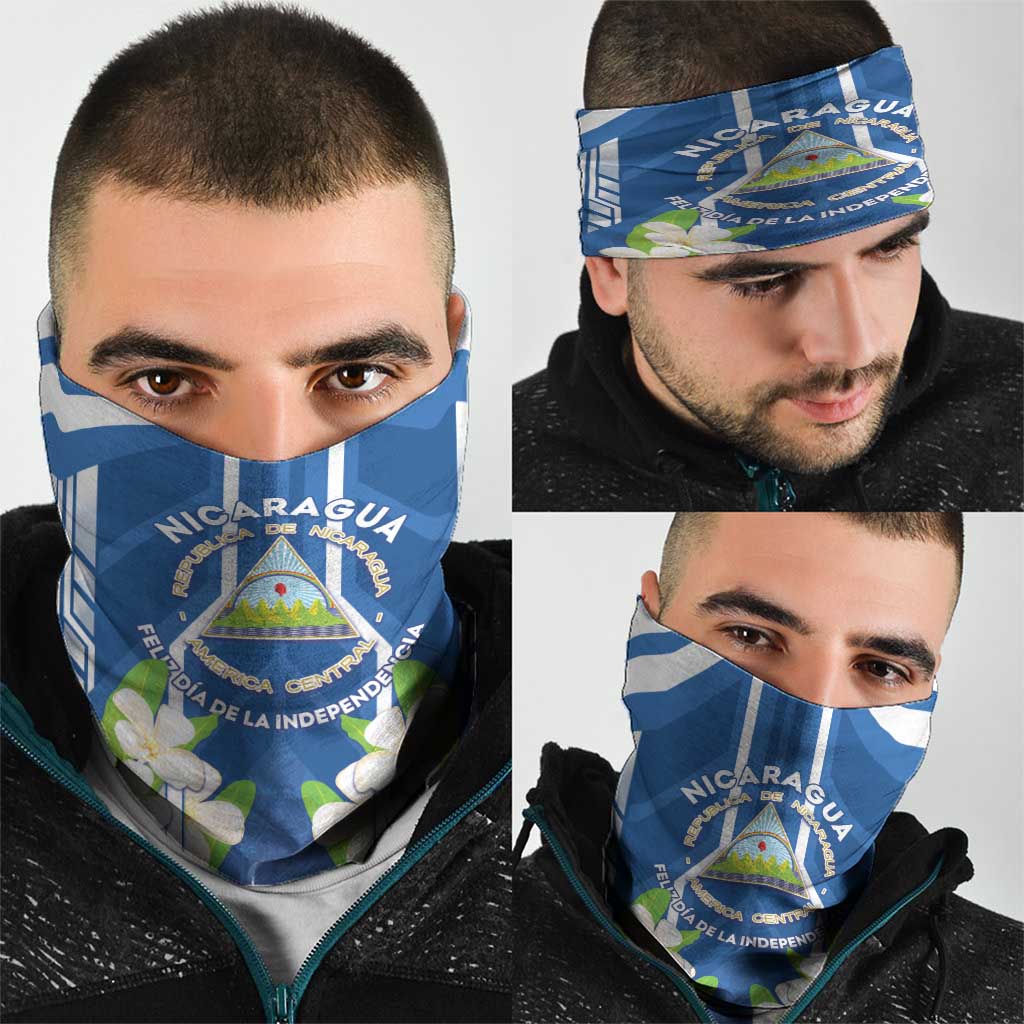 Nicaragua Independence Day 1821 Neck Gaiter Coat Of Arms With Plumeria LT05