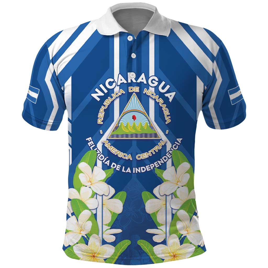 Nicaragua Independence Day 1821 Polo Shirt Coat Of Arms With Plumeria LT05