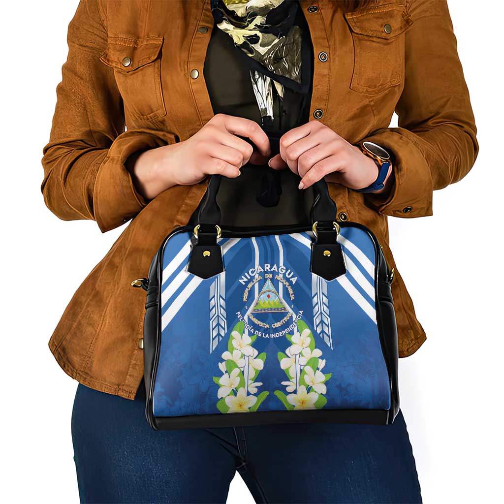 Nicaragua Independence Day 1821 Shoulder Handbag Coat Of Arms With Plumeria LT05