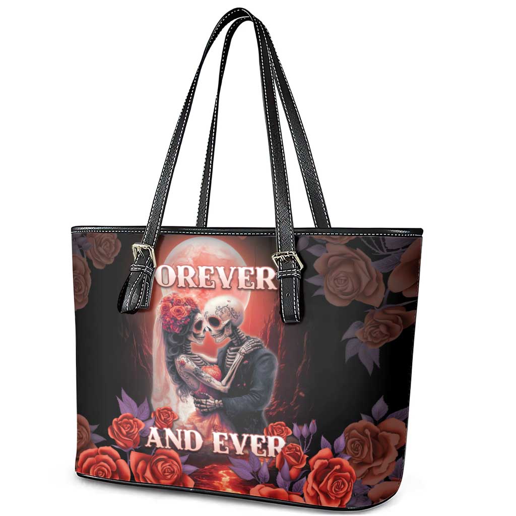 Day of Dead Couple Sugar Skull Leather Tote Bag Forever and Ever! LT05