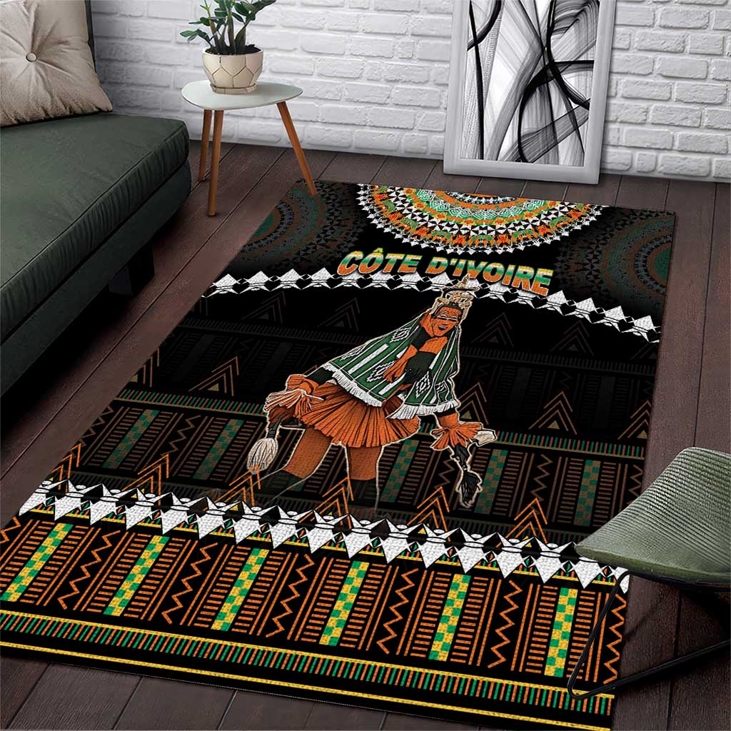 Ivory Coast Festival Of Masks Area Rug Traditional Zaouli Dance LT05