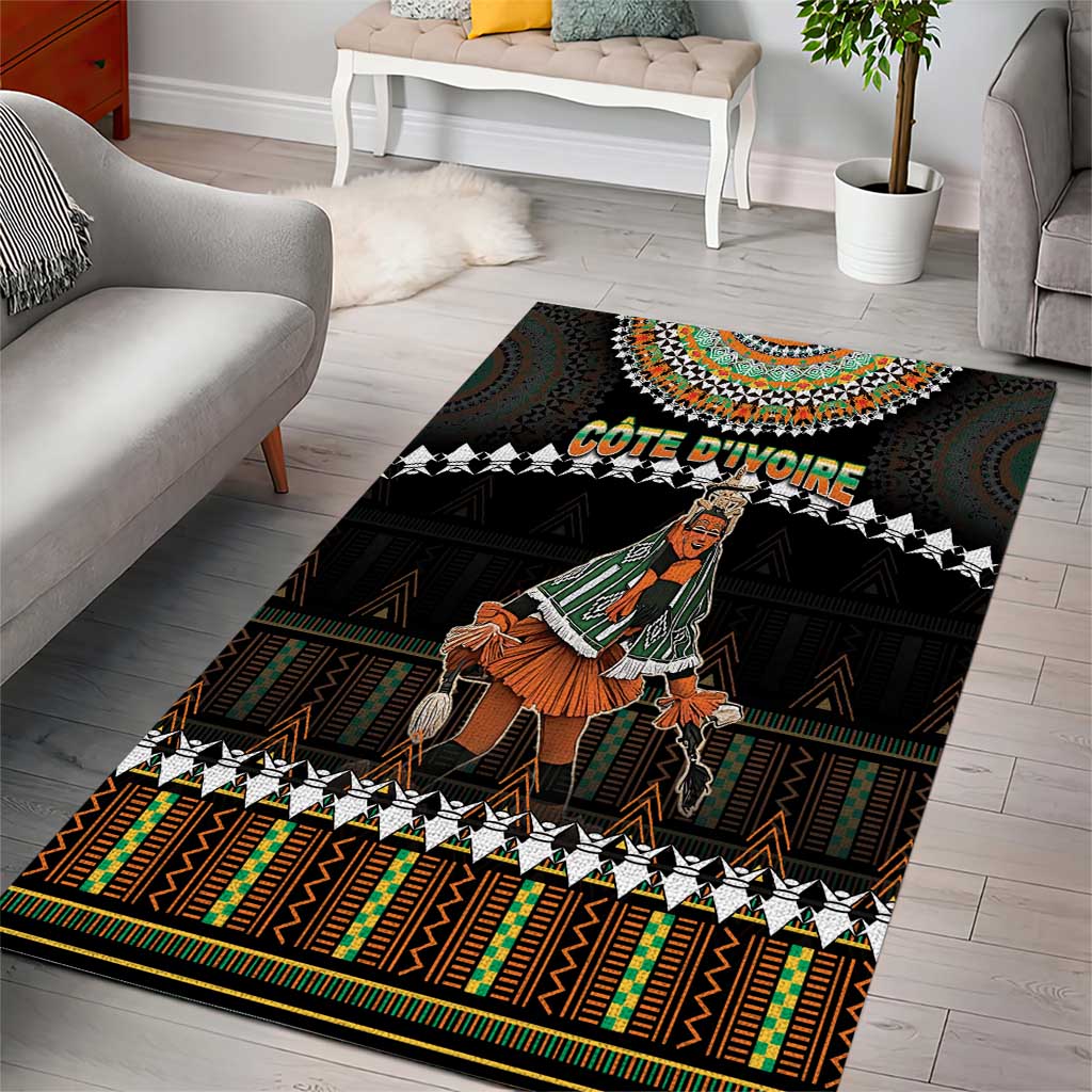 Ivory Coast Festival Of Masks Area Rug Traditional Zaouli Dance LT05