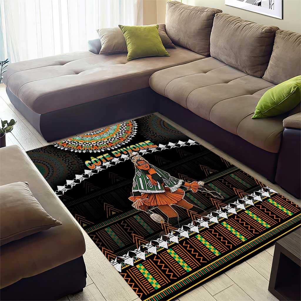 Ivory Coast Festival Of Masks Area Rug Traditional Zaouli Dance LT05