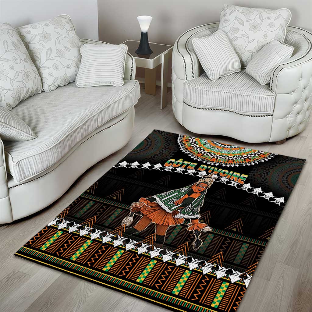 Ivory Coast Festival Of Masks Area Rug Traditional Zaouli Dance LT05