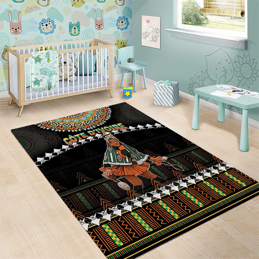 Ivory Coast Festival Of Masks Area Rug Traditional Zaouli Dance LT05