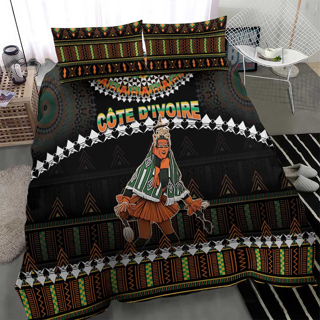 Ivory Coast Festival Of Masks Bedding Set Traditional Zaouli Dance LT05