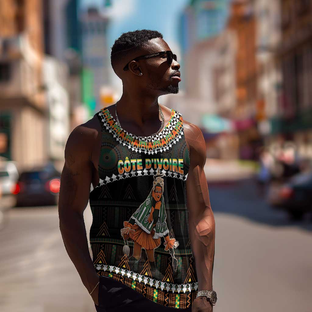 Ivory Coast Festival Of Masks Men Tank Top Traditional Zaouli Dance LT05