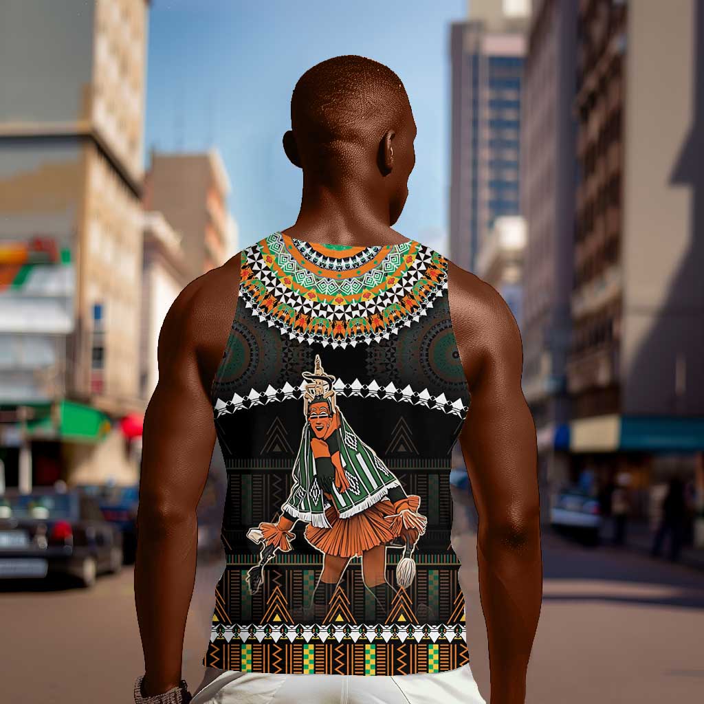 Ivory Coast Festival Of Masks Men Tank Top Traditional Zaouli Dance LT05