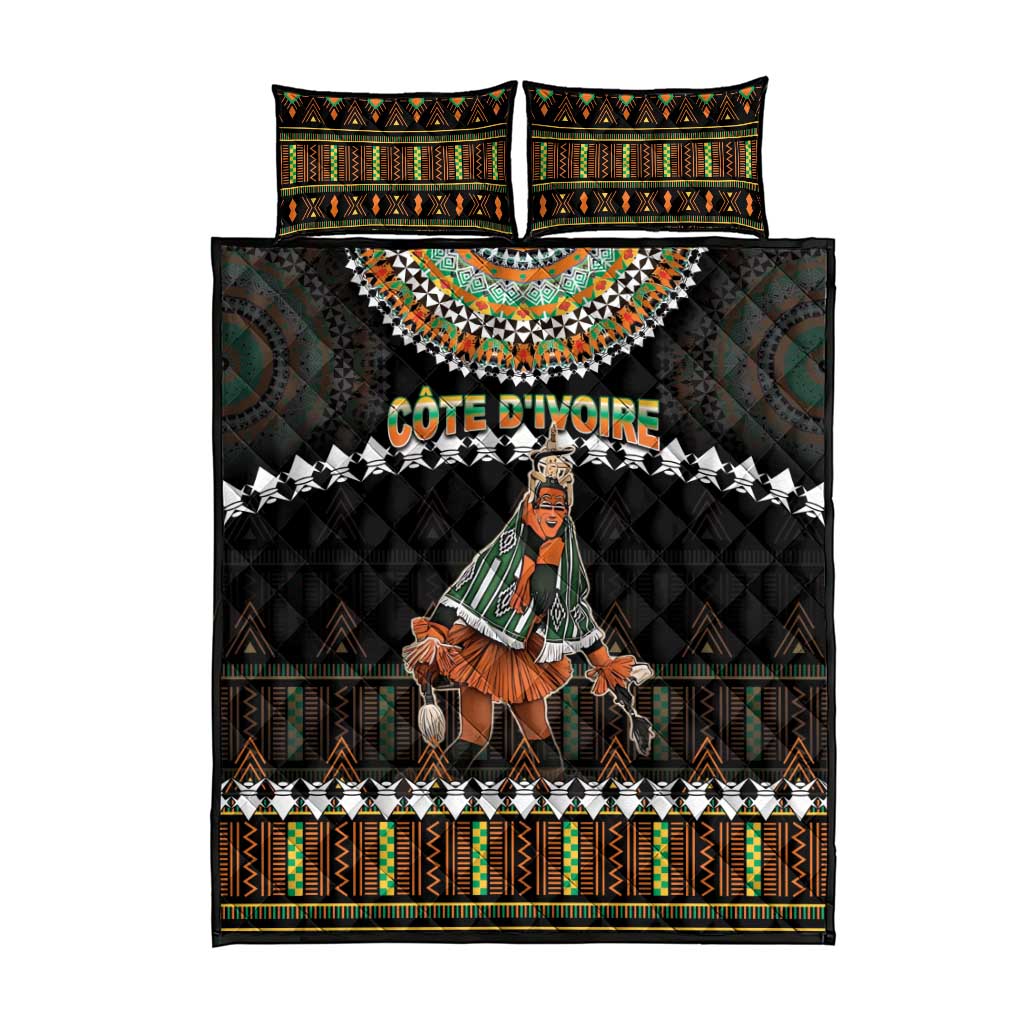 Ivory Coast Festival Of Masks Quilt Bed Set Traditional Zaouli Dance LT05