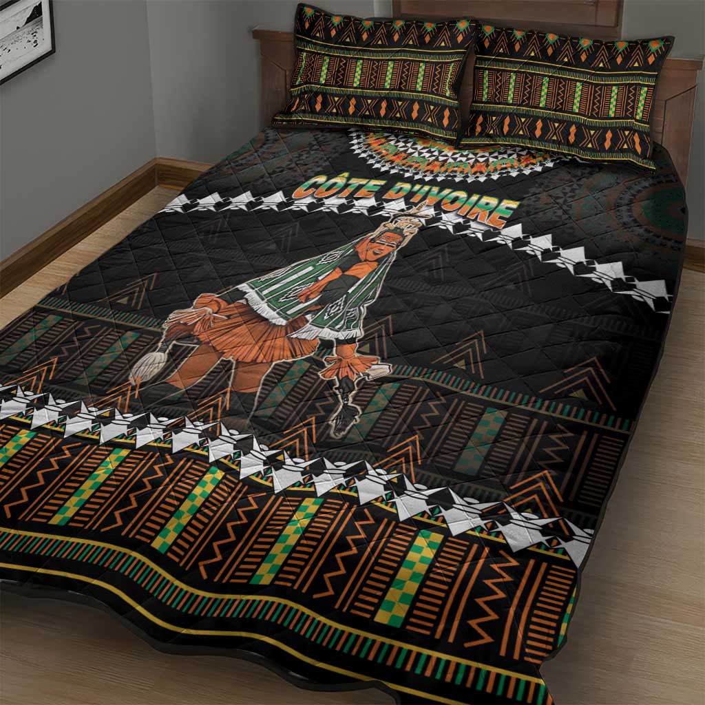 Ivory Coast Festival Of Masks Quilt Bed Set Traditional Zaouli Dance LT05
