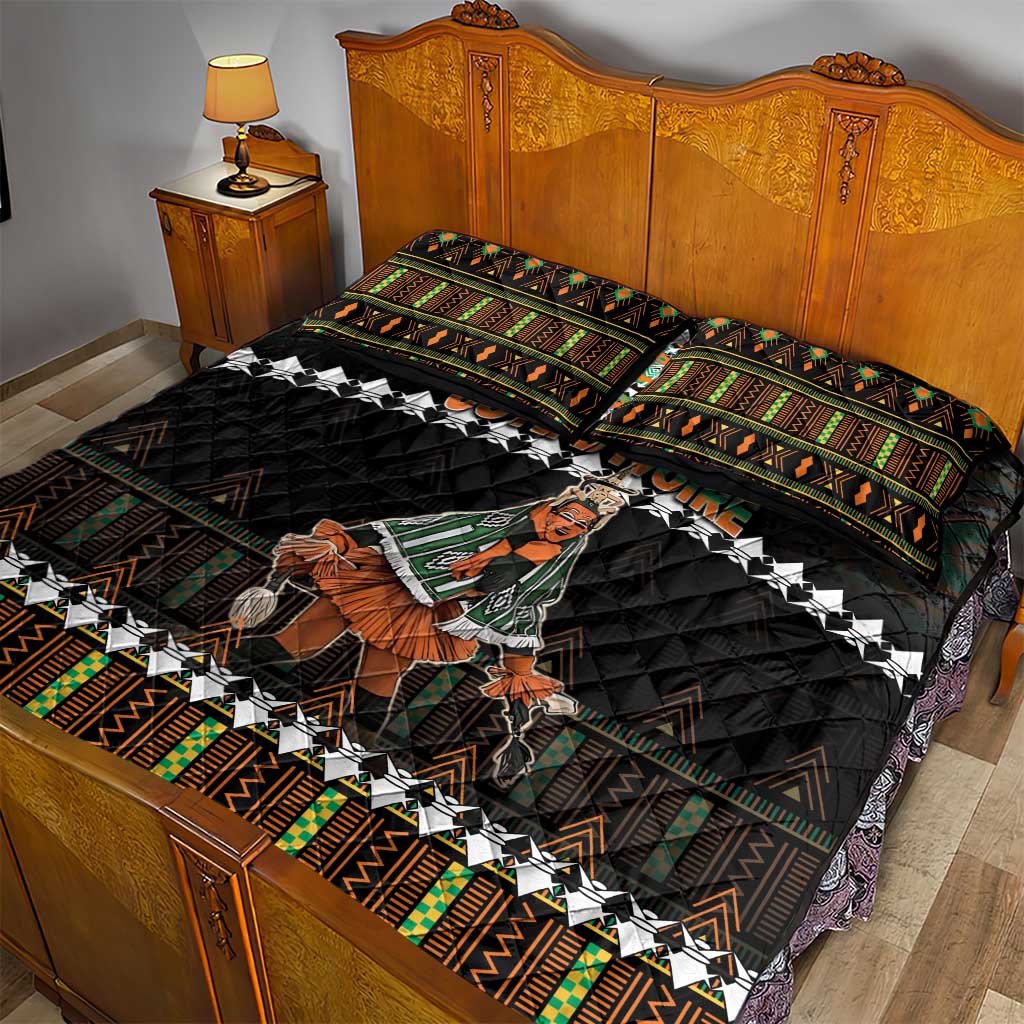 Ivory Coast Festival Of Masks Quilt Bed Set Traditional Zaouli Dance LT05