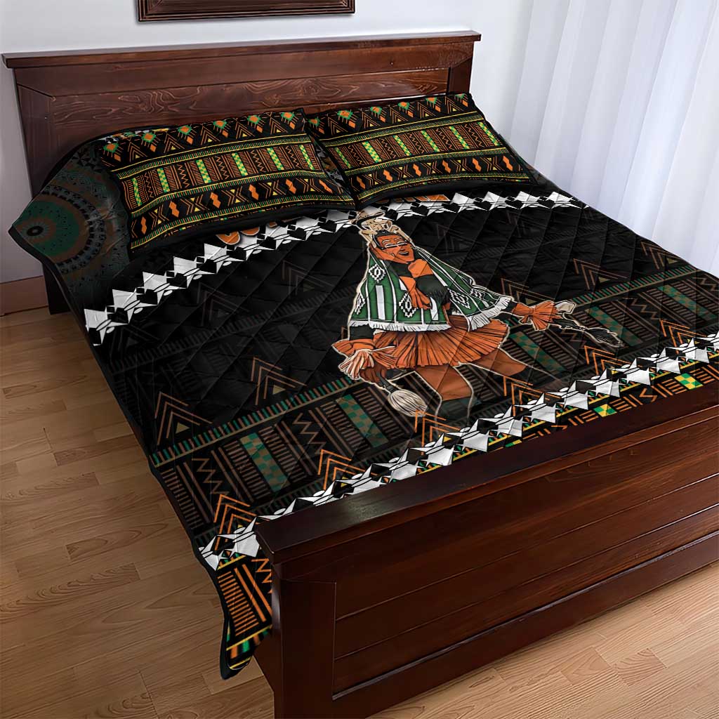 Ivory Coast Festival Of Masks Quilt Bed Set Traditional Zaouli Dance LT05