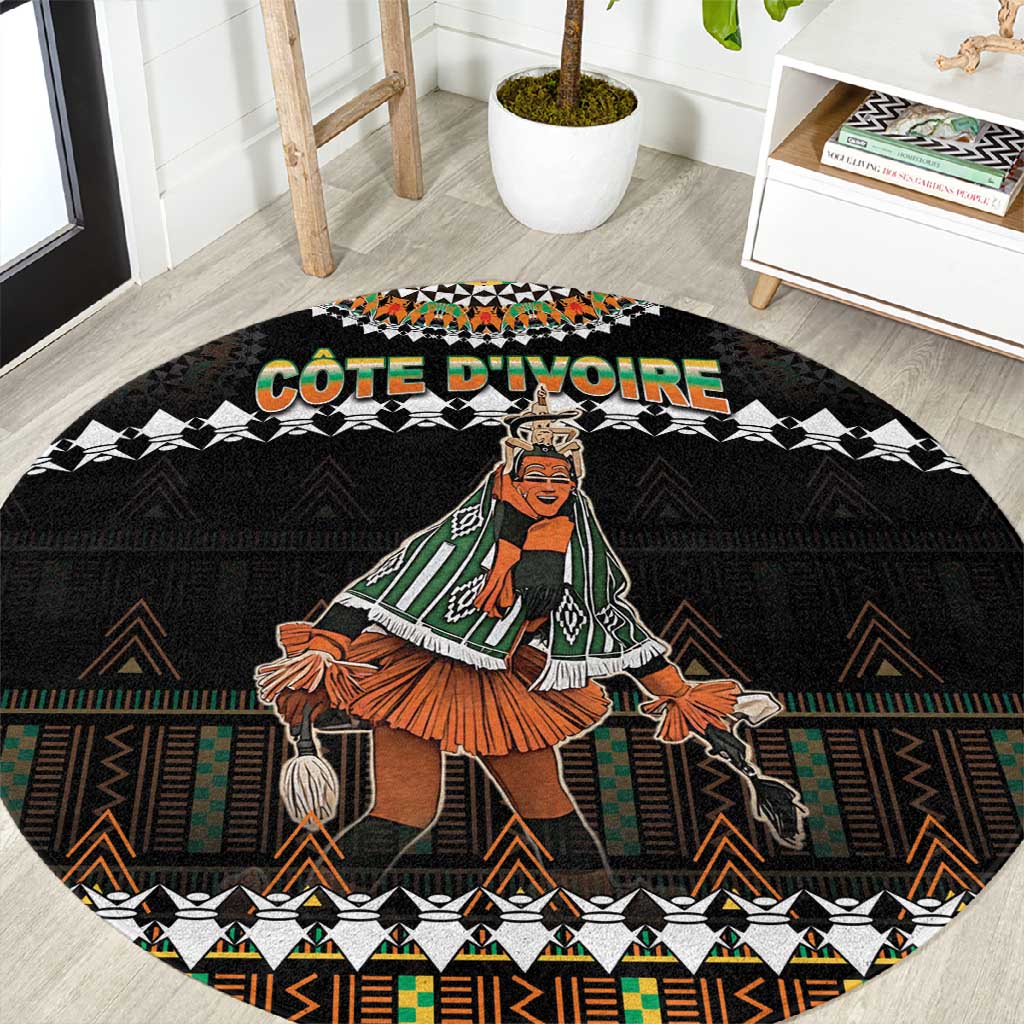 Ivory Coast Festival Of Masks Round Carpet Traditional Zaouli Dance LT05