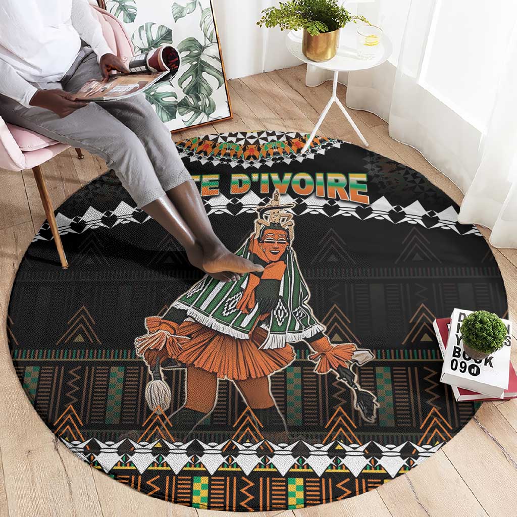 Ivory Coast Festival Of Masks Round Carpet Traditional Zaouli Dance LT05