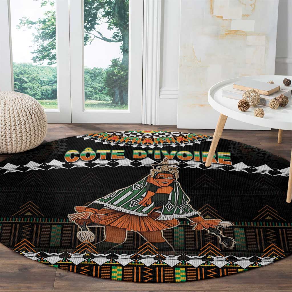 Ivory Coast Festival Of Masks Round Carpet Traditional Zaouli Dance LT05