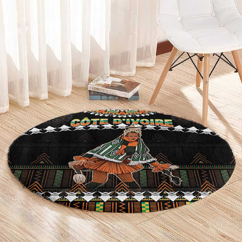 Ivory Coast Festival Of Masks Round Carpet Traditional Zaouli Dance LT05