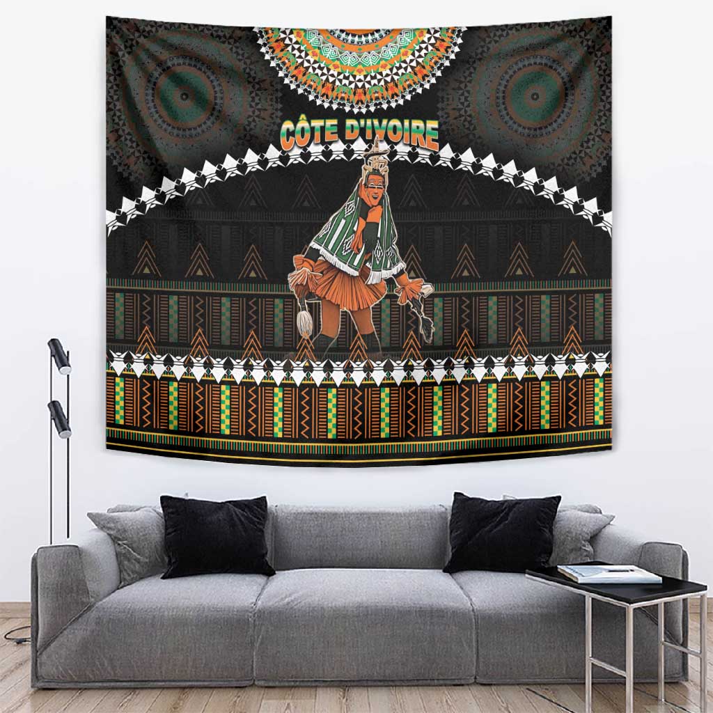 Ivory Coast Festival Of Masks Tapestry Traditional Zaouli Dance LT05