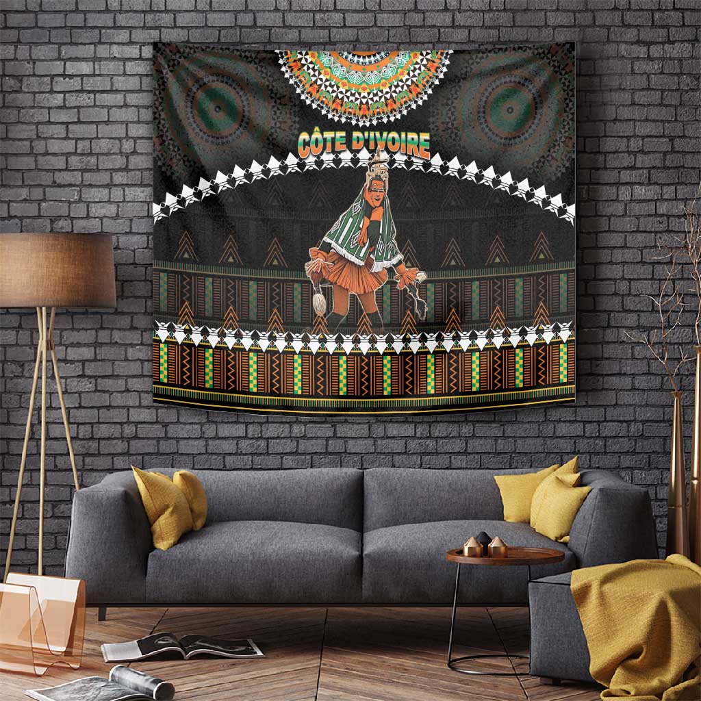 Ivory Coast Festival Of Masks Tapestry Traditional Zaouli Dance LT05