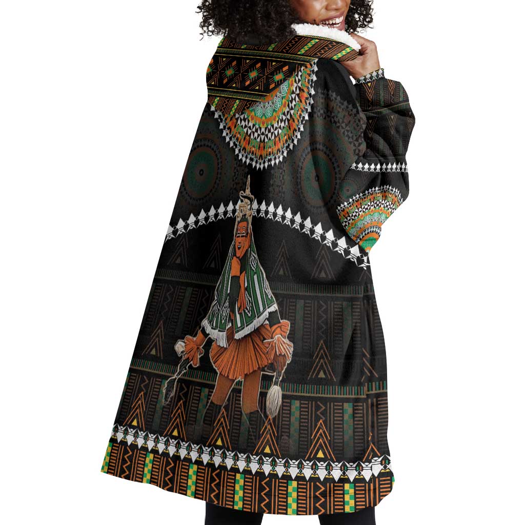 Ivory Coast Festival Of Masks Wearable Blanket Hoodie Traditional Zaouli Dance LT05