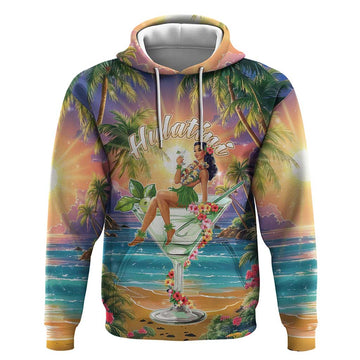 Aloha Hawaii Hoodie Hula Martini Tropical Vibes LT05