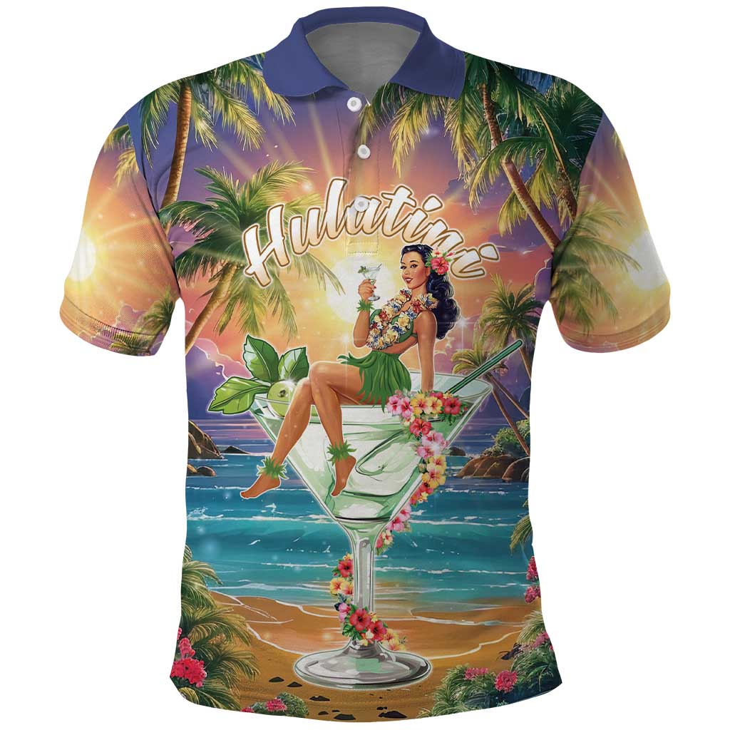 Aloha Hawaii Polo Shirt Hula Martini Tropical Vibes LT05
