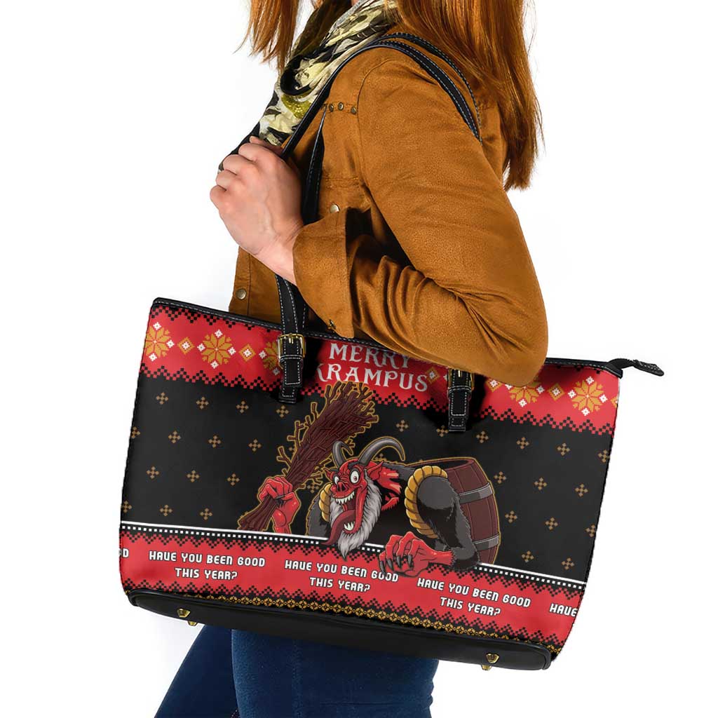 Merry Christmas Krampus Leather Tote Bag Have You Been Good This Year LT05