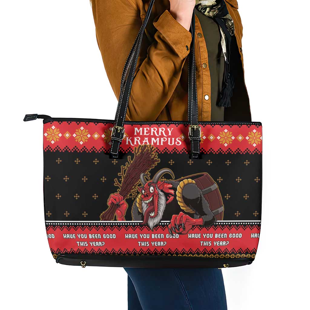 Merry Christmas Krampus Leather Tote Bag Have You Been Good This Year LT05