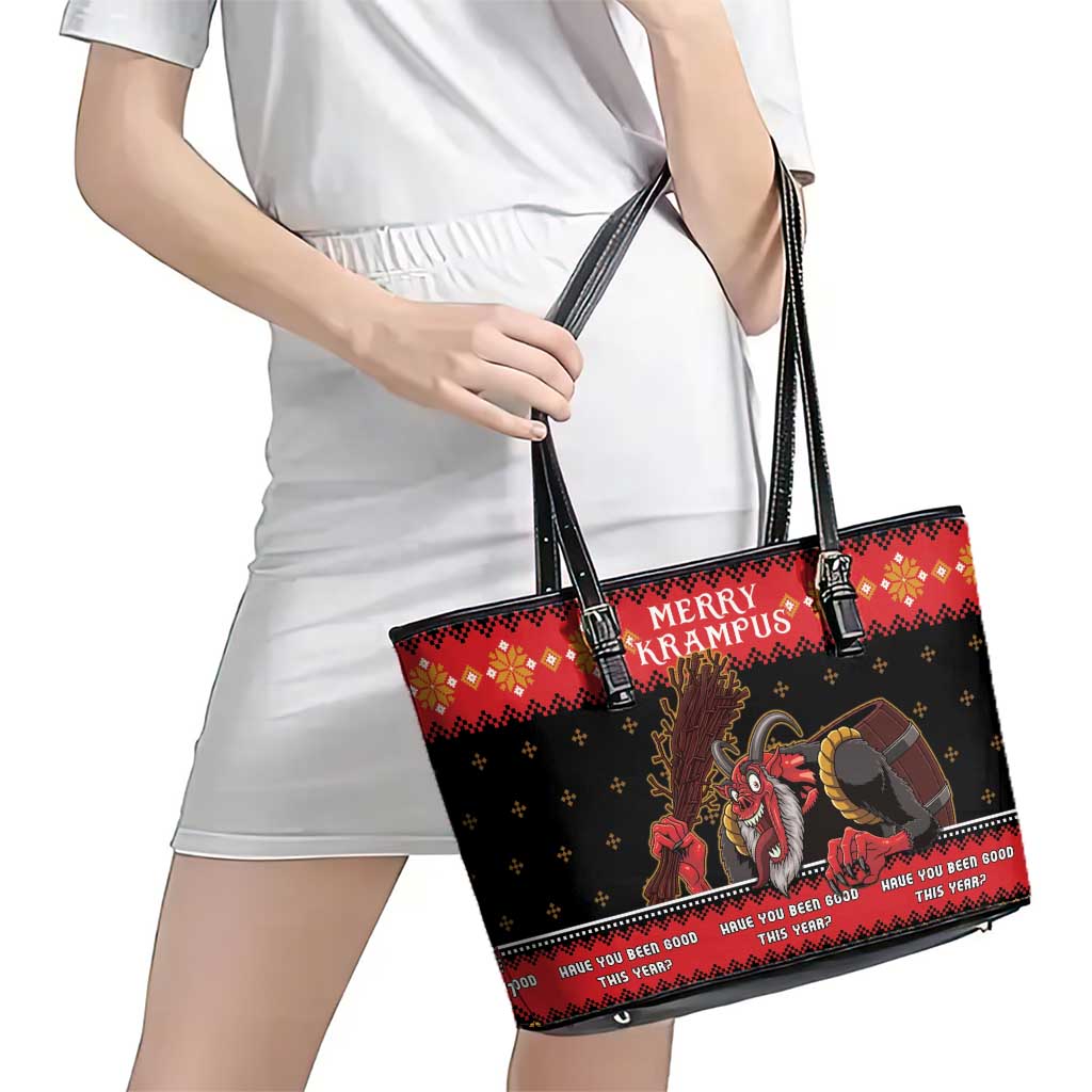 Merry Christmas Krampus Leather Tote Bag Have You Been Good This Year LT05