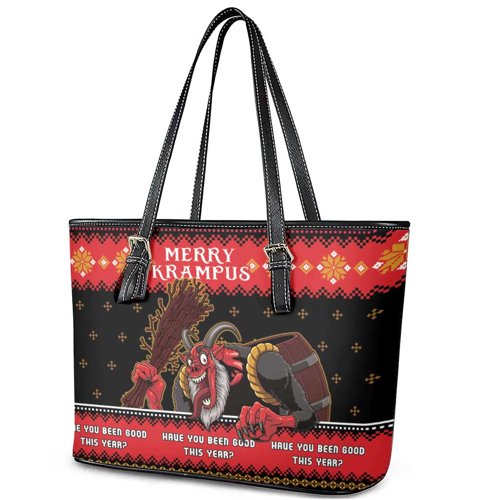Merry Christmas Krampus Leather Tote Bag Have You Been Good This Year LT05