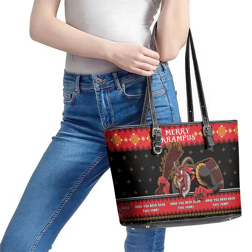 Merry Christmas Krampus Leather Tote Bag Have You Been Good This Year LT05