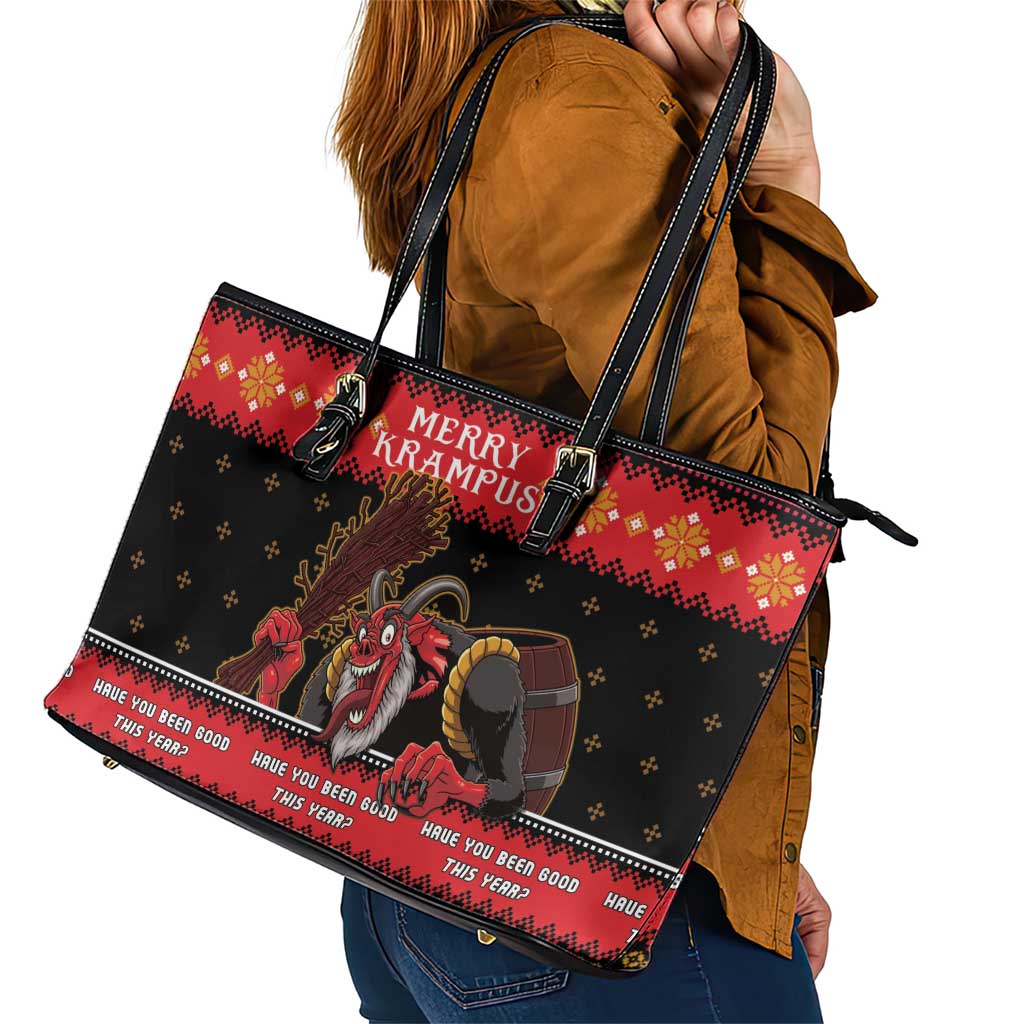 Merry Christmas Krampus Leather Tote Bag Have You Been Good This Year LT05
