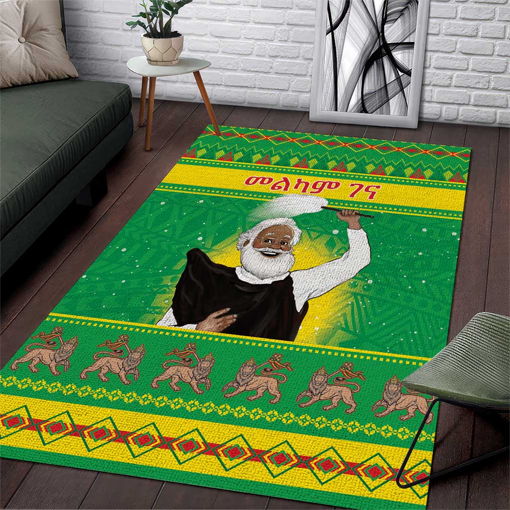 Afro Ethiopia Christmas Area Rug Melkam Gena Yegena Abat LT05
