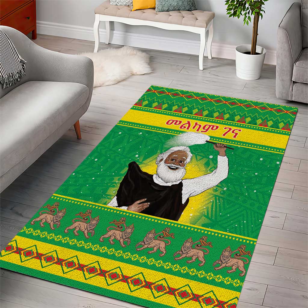Afro Ethiopia Christmas Area Rug Melkam Gena Yegena Abat LT05