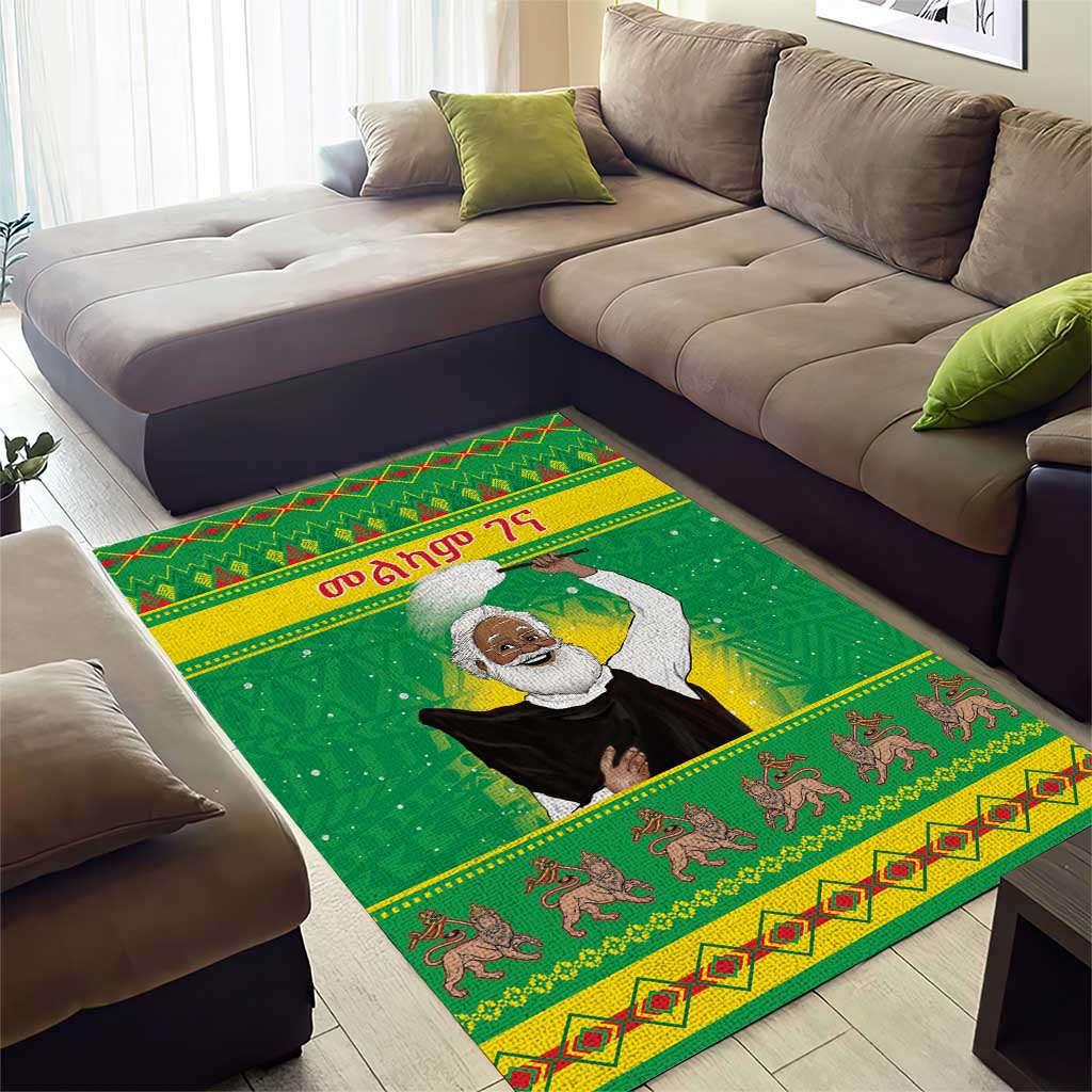 Afro Ethiopia Christmas Area Rug Melkam Gena Yegena Abat LT05